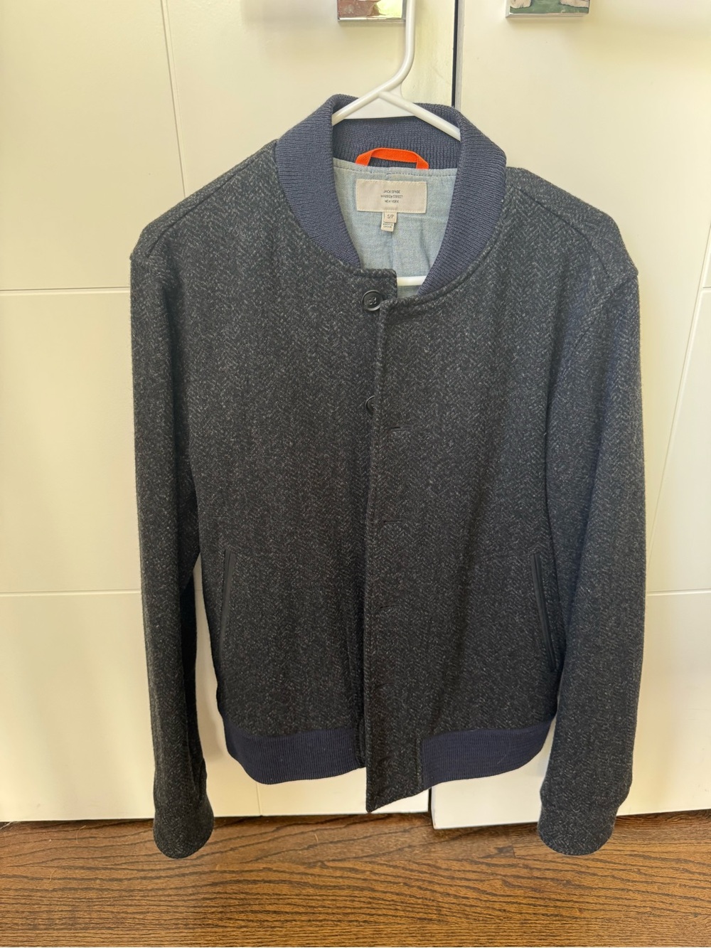 Men's Dark Gray Wool Bomber Jacket - Jack Spade